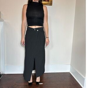 WEEKDAY Preppy Black Lined Midi Skirt Sz M